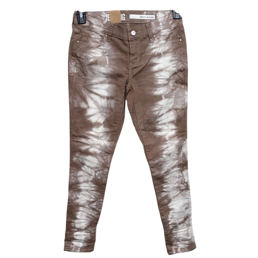 NWT‎ DKNY Jeans Womens 2P Brown Tie Dye Skinny Ongoing Fashion Denim